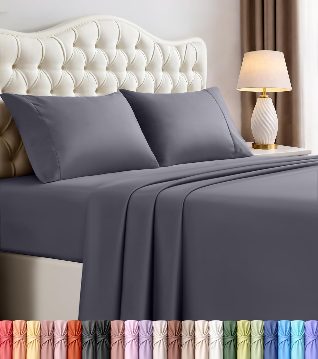 Queen Sheets Set, 4 Pieces 16″...