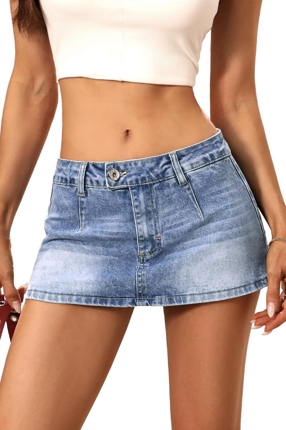 ELLEVEN Womens Low Rise Denim Mini ...