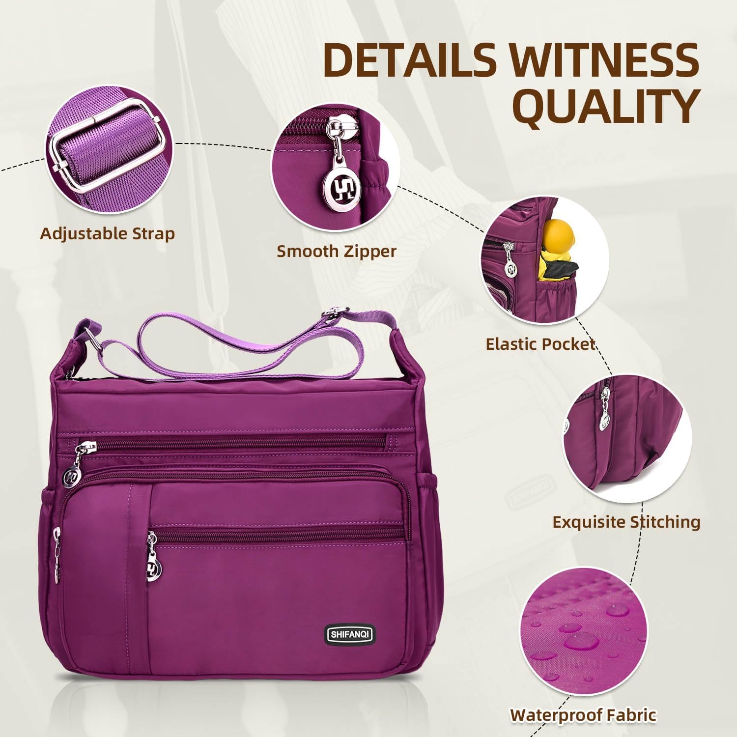 Crossbody Bag for Women,Multi Pockets Cross Body Purses for Women, Ladies Shoulder Bag, Travel Purses and Handbags - Image 4