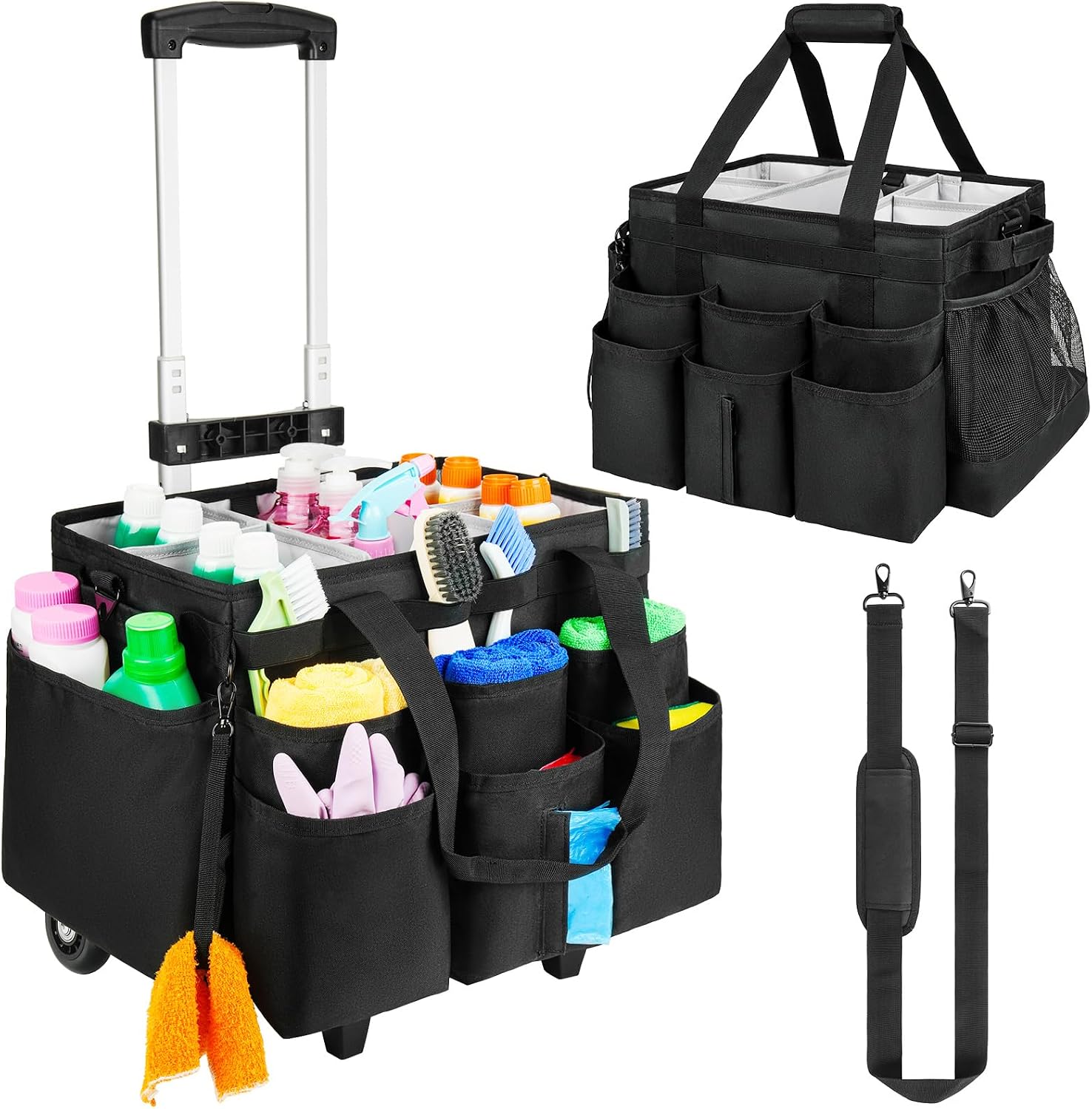 Large Rolling Cleaning Caddy Bag wi...