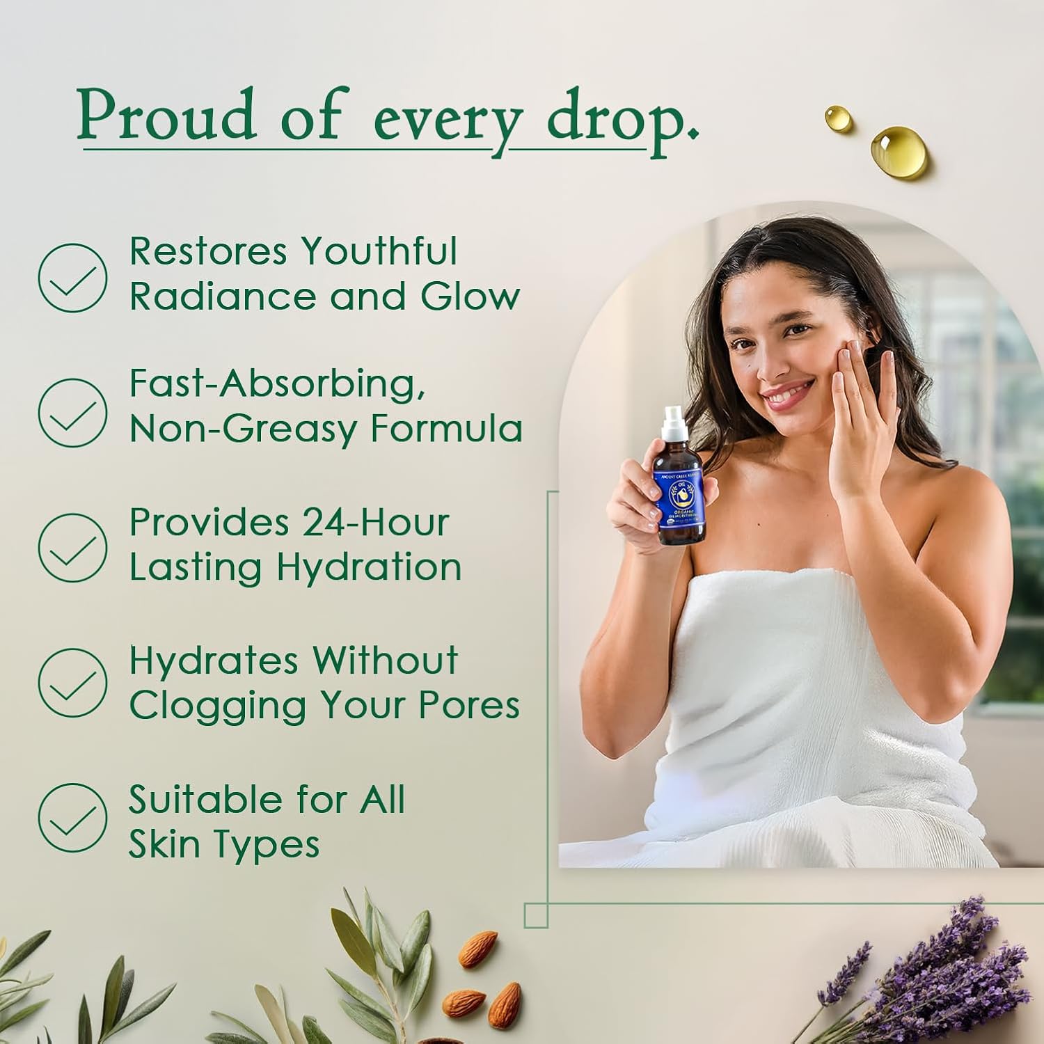 Ancient Greek Remedy Body Oil - Organic After Shower Face Oil & Body Moisturizer for Dry Skin - Almond, Jojoba, Olive, Lavender, Vitamin E Oils - Natural Clean Facial Skincare for Women & Men 4 oz - Image 4