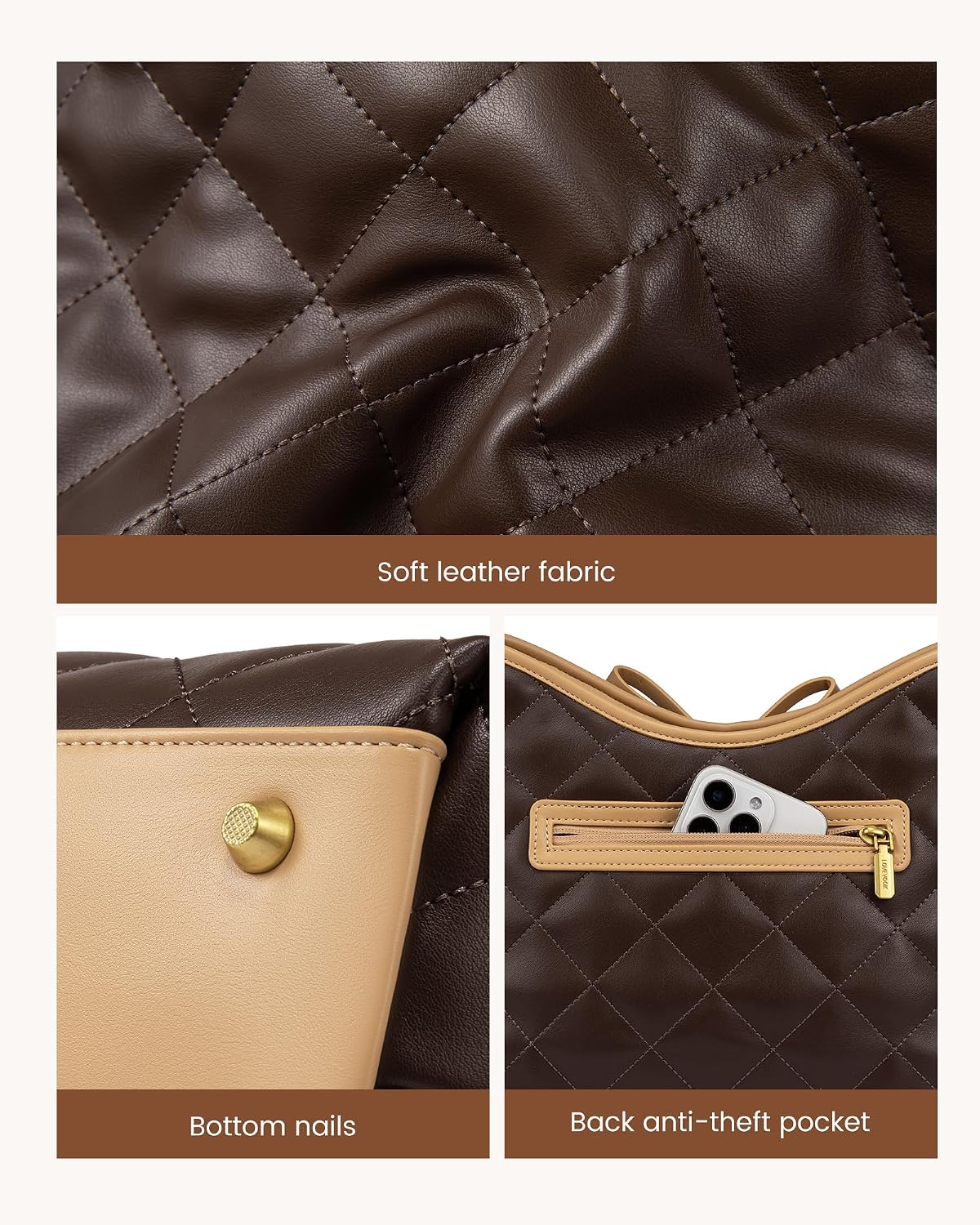 LOVEVOOK Purses for Women Soft Leather Hobo Handbags Quilted Crossbody Bag Designer Carteras Para Mujer Bucket Purse - Image 5