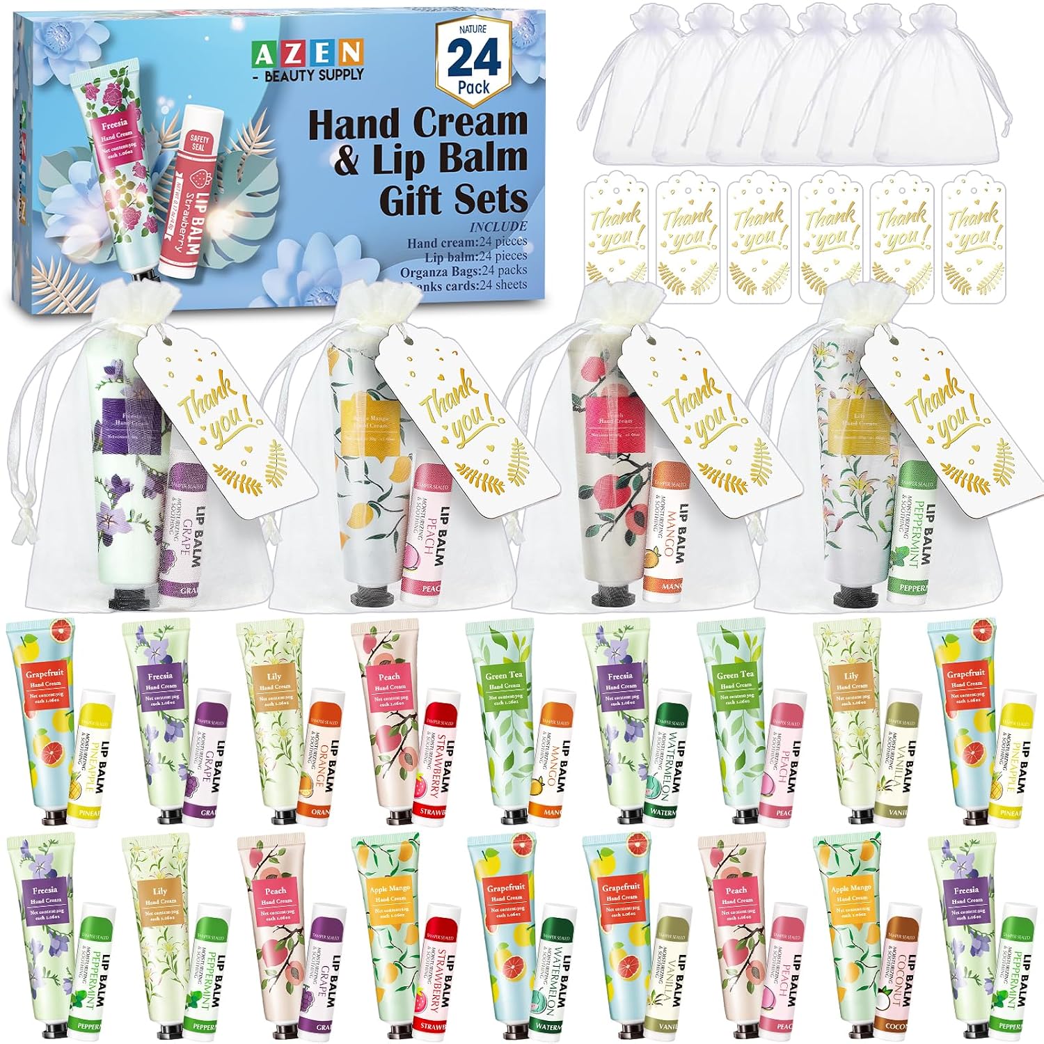 AZEN 24 Sets Bulk Gifts, Hand Cream...