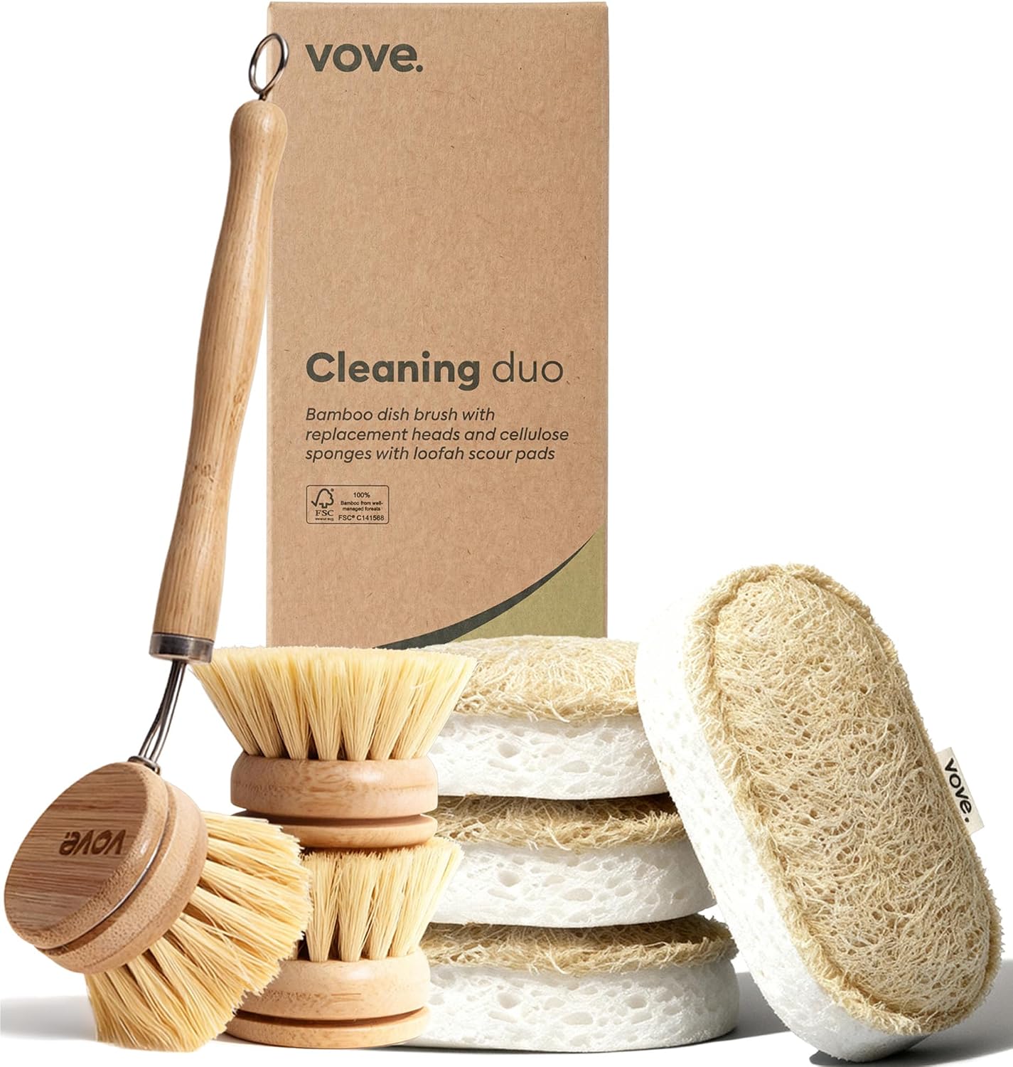Vove Cleaning Duo, Bamboo Dish Brus...