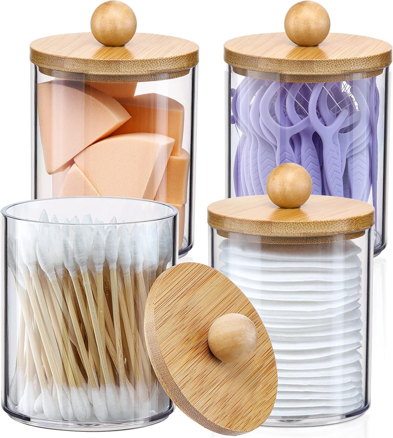 4 Pack Qtip Holder Dispenser with B...
