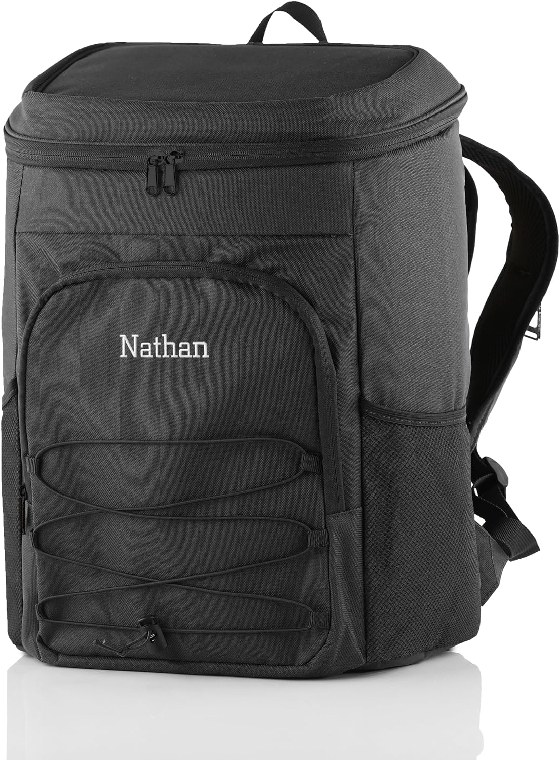 Personalized Cooler Backpack for Men, Custom Embroidered Backpack Cooler Bag, 30 Can Insulated Soft Cooler with Bottle Opener, Gift for Groomsmen Dad Husband, Black Blue Green