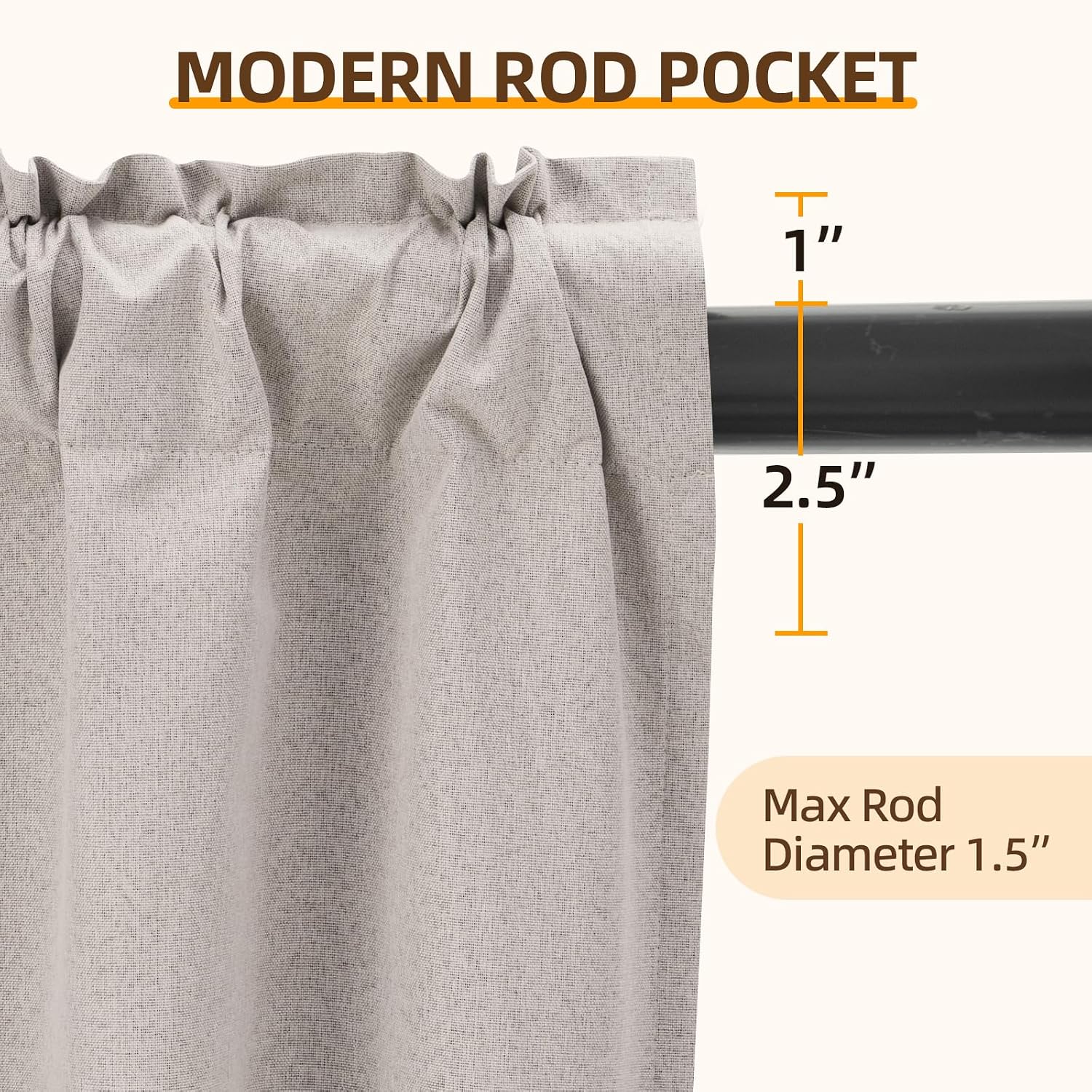 Pickluc 100% Blackout Cafe Curtain 24 Inches Long, Linen Kitchen Curtain for Small Window Treatment in Bathroom, Basement, RVs, Rod Pocket 2 Panels, W30 X L24 Inch, Natural - Image 5