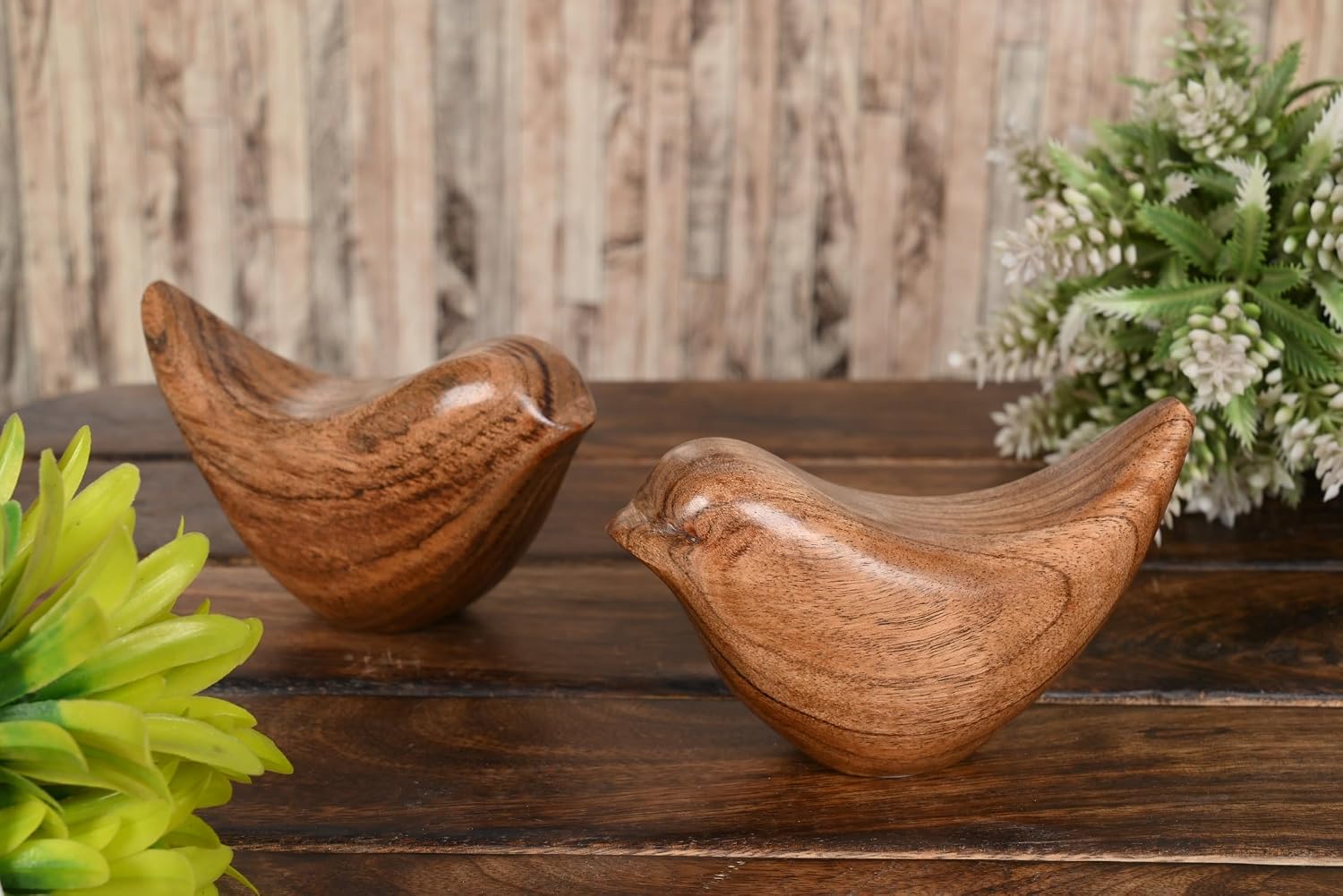 NIRMAN Acacia Wood Bird Statues Set Home Décor Bird Sculpture for Living Room, Bathroom, Office Modern Style Birds Decorative Ornaments (Set of 2) (4.5" x 2" x 2.5") - Image 4