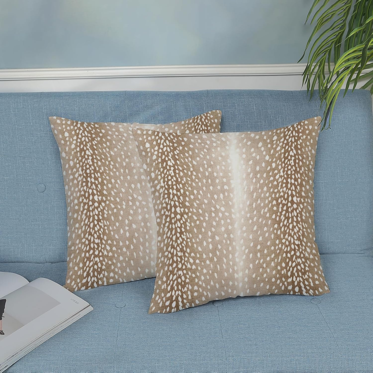 Brown Antelope Pillow Covers 20x20 Inch Set of 2 Deer Animal Skin Print Throw Pillows Outdoor Decorative Modern Antelope Pillowcase Cotton Cushion Cases for Bed Sofa Couch - Image 5