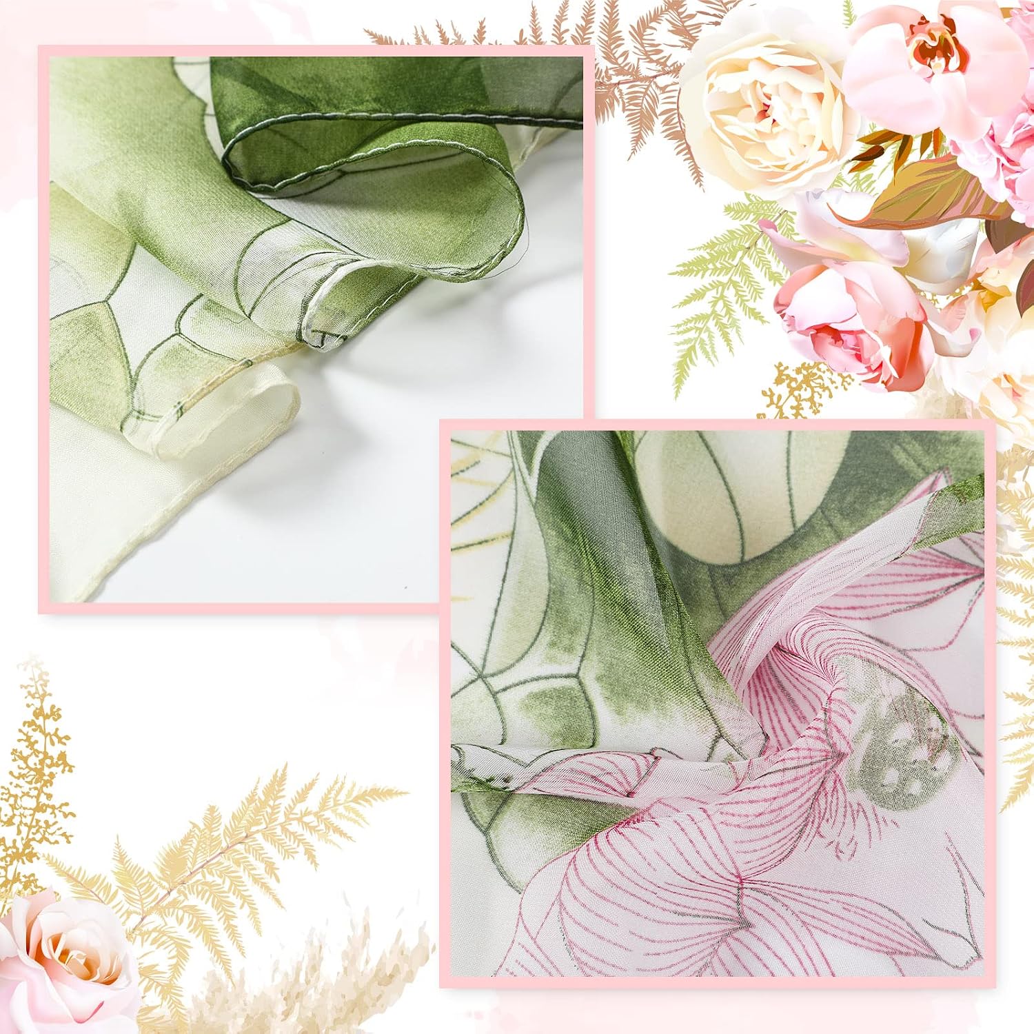 Xtinmee 8 Pcs Thin Scarves for Ladies, Lightweight Summer Floral Chiffon - Image 6