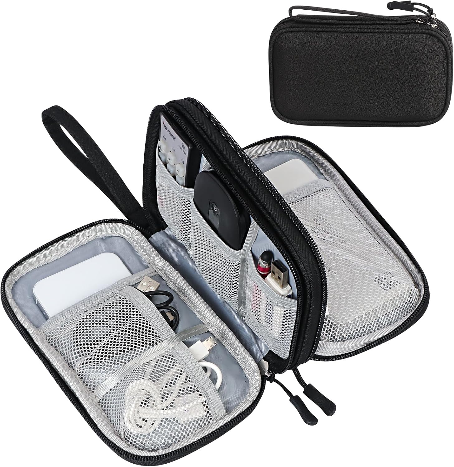 FYY Electronic Organizer, Travel Tech Pouch Bag, Medium, Black