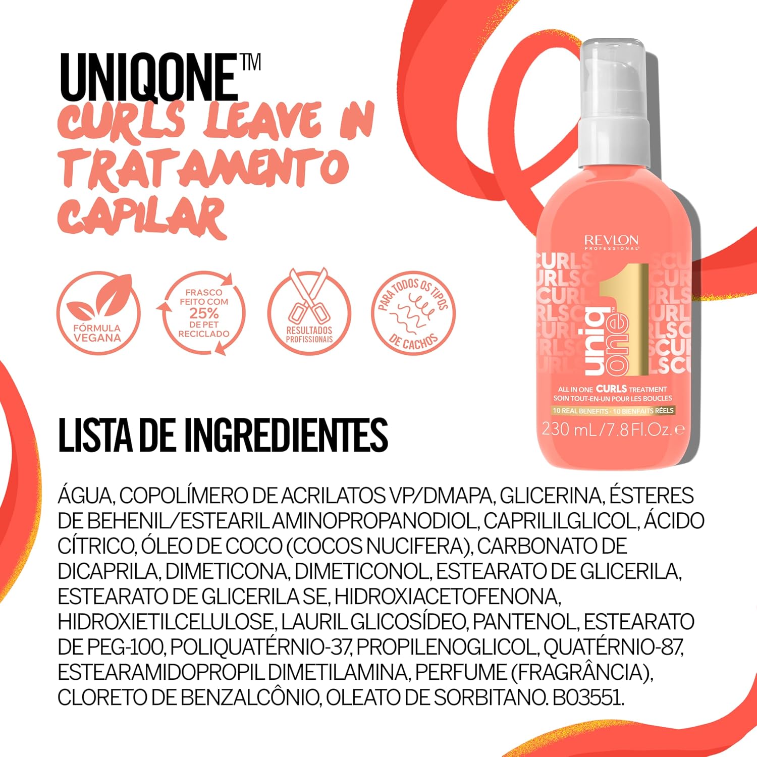 Revlon Professional UniqOne 10-in-1 Curls Hair Treatment, 96Hr Frizz Control, Heat Protection, Definition for Wavy, Coily, & Curly Hair, Vegan, 7.8 fl oz - Image 4