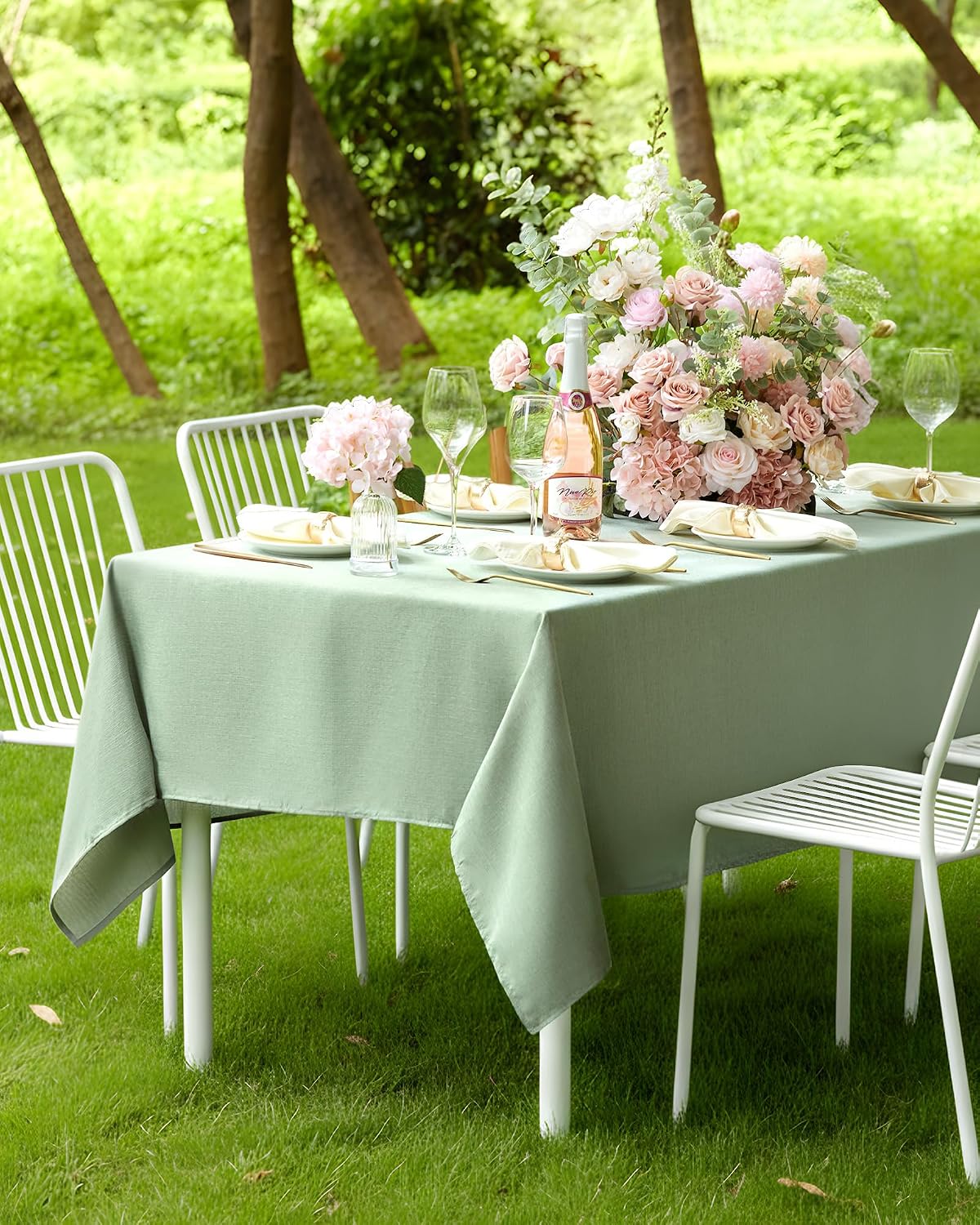 Pureegg Rectangle Linen Tablecloth Waterproof & Stain Resistant, Wrinkle-Free Table Cloth Adds Elegance and Protection, Ideal for Dining, Party, Wedding and Outdoor, 52 x 70 Inch, Sage Green - Image 7