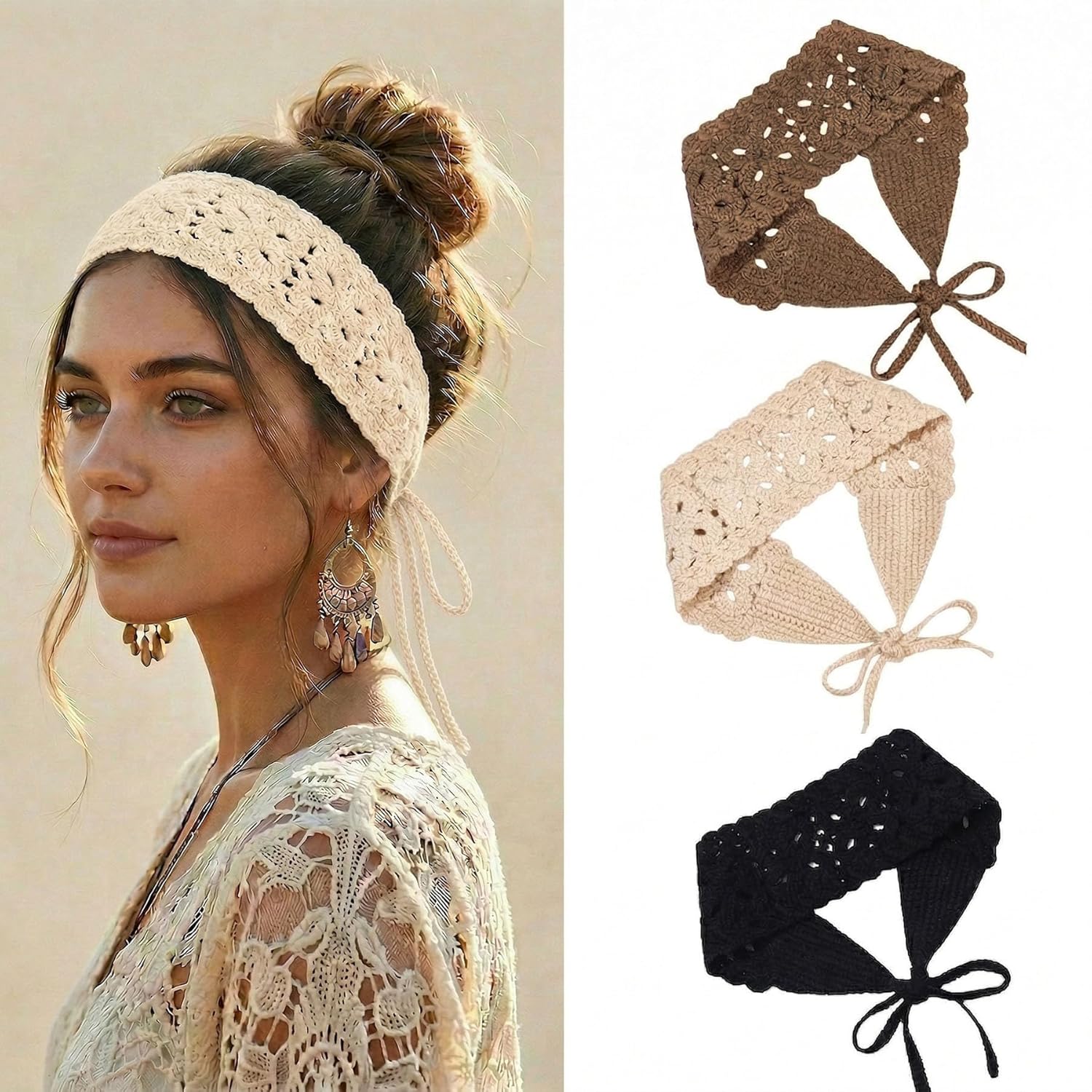 3Pcs Boho Headbands for Women Hair ...