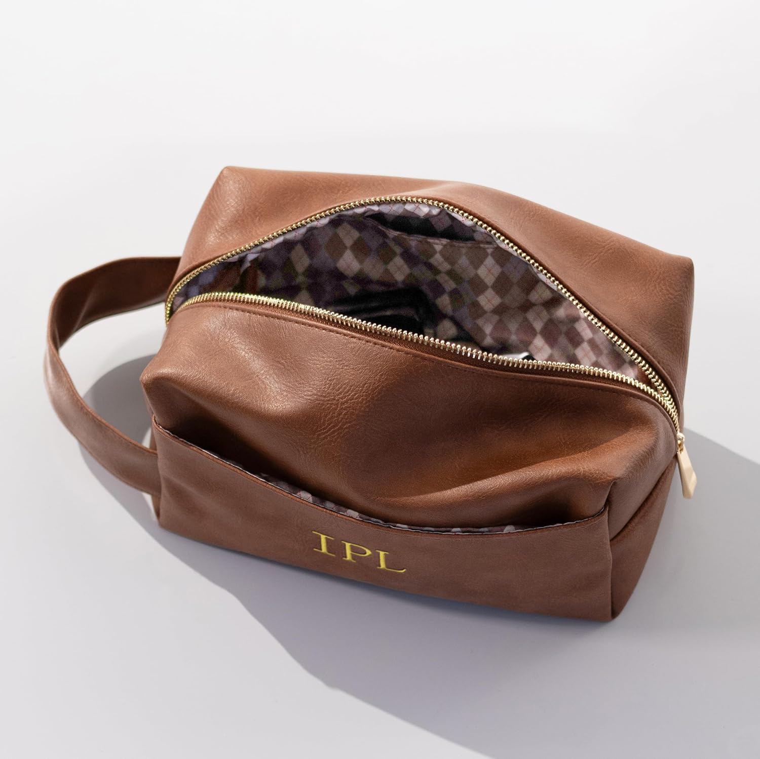 Personalized Vegan Leather Duffel Bag, Custom Monogrammed Weekender, 37L, Brown or Black, Groomsmen Gift (Brown, Duffle Bag + Dopp Kit) - Image 7