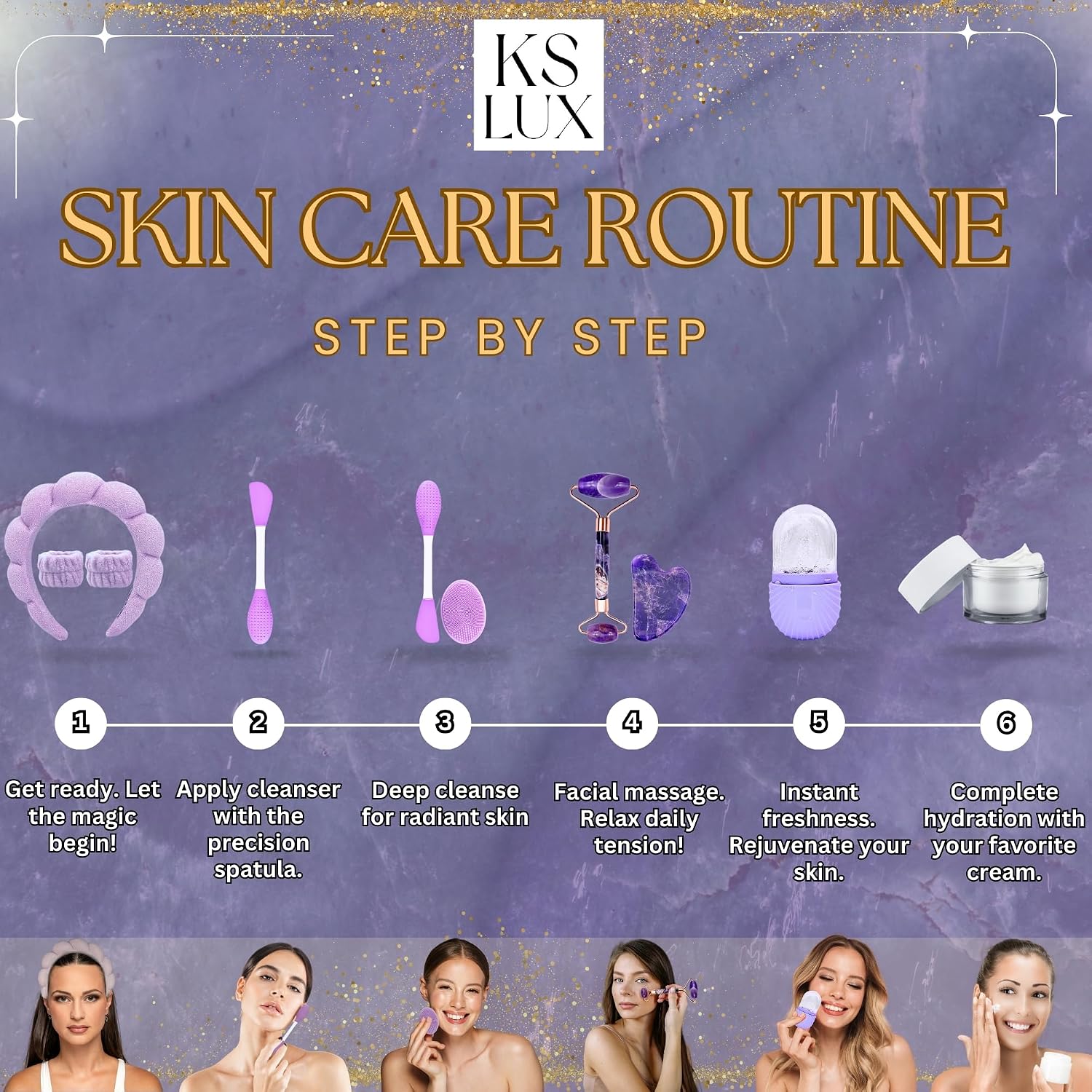 Skincare tools set, facial accessories for skincare, teen skin care kit with jade roller and gua sha set, self care tools, clean girl aesthetic gifts, face kits with gua sha and ice roller - Image 5