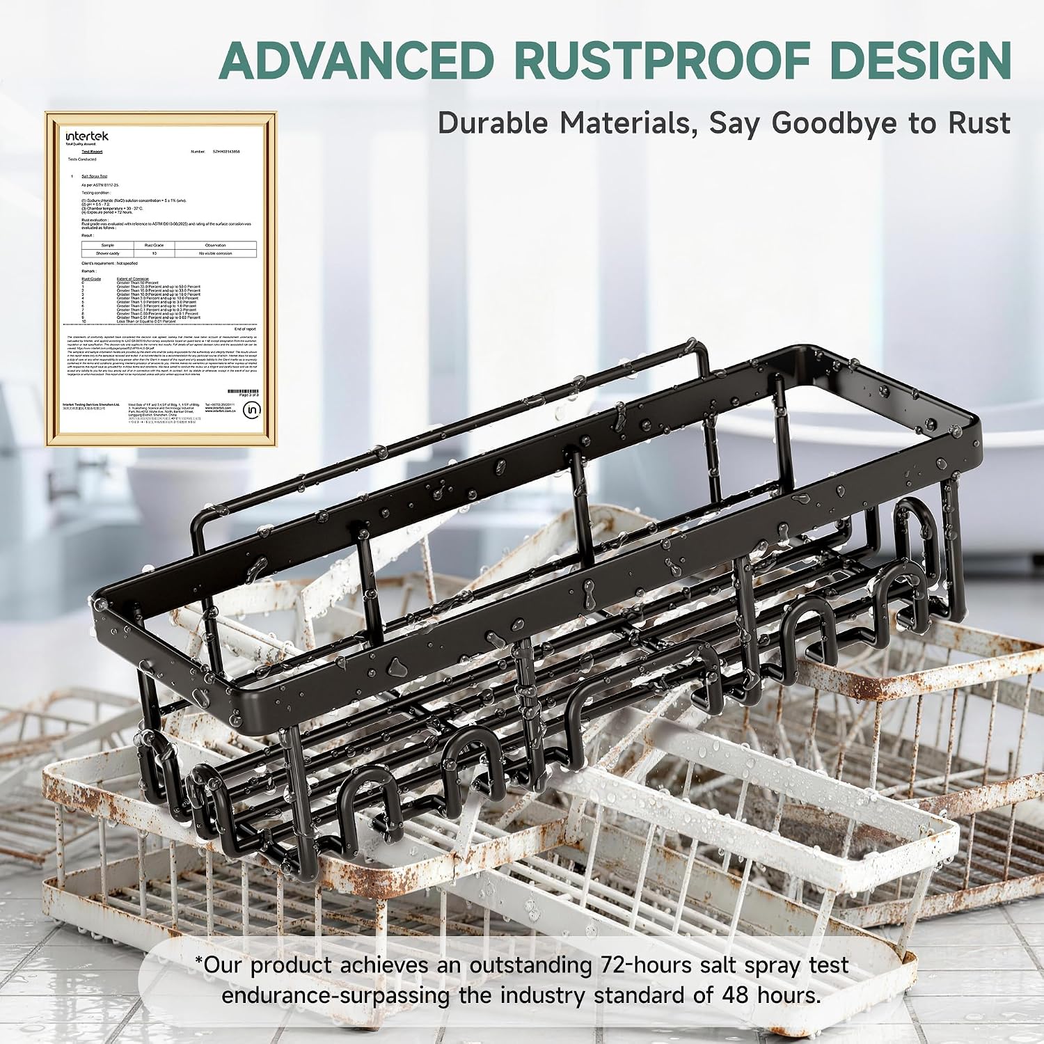 Veken Shower Caddy 6-Pack, Bathroom Organizers and Storage Shelves, Black - Image 4