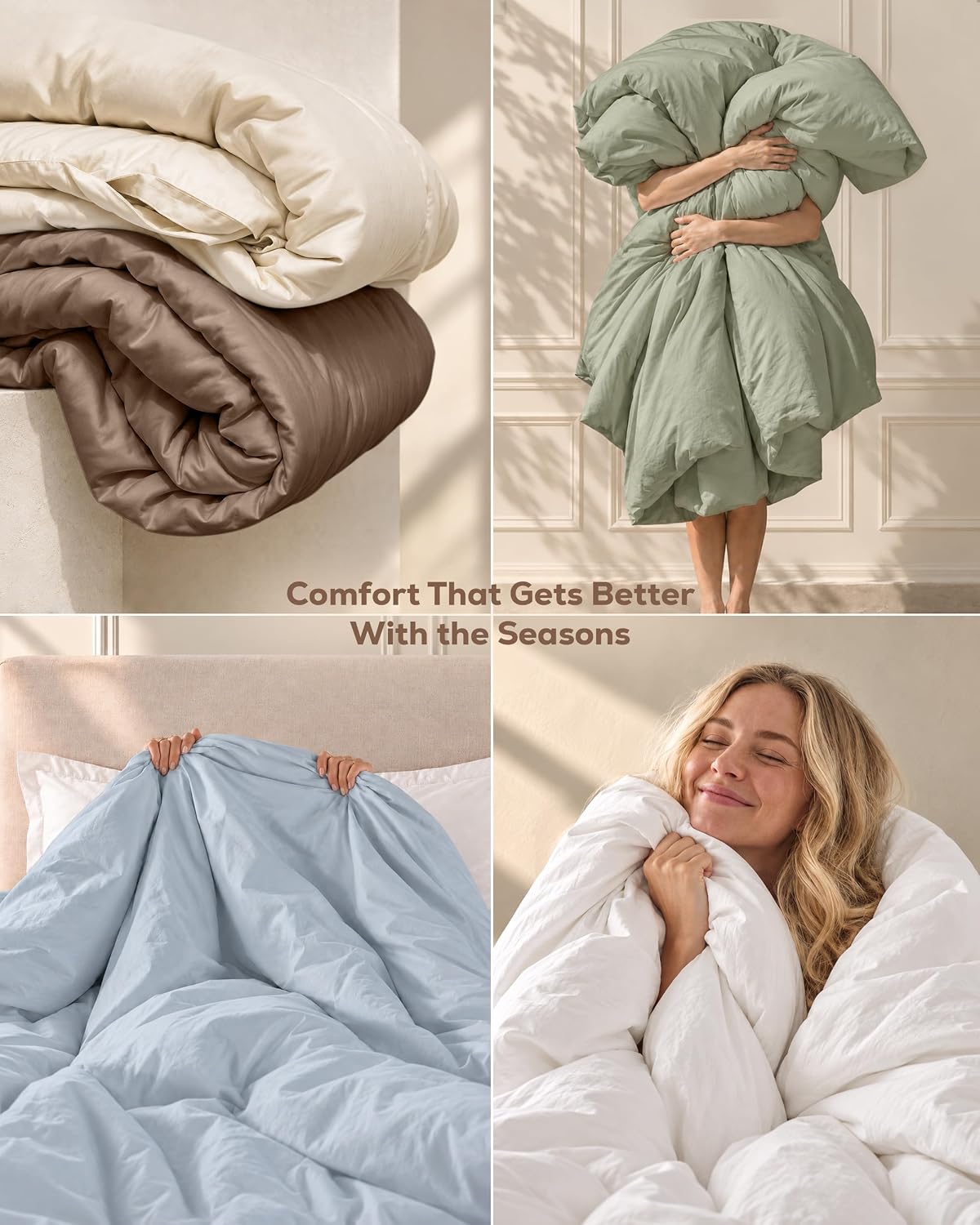 Duvet Cover Queen, 3 Piece Cotton Like Polyester with Zipper Closure, White - Image 7