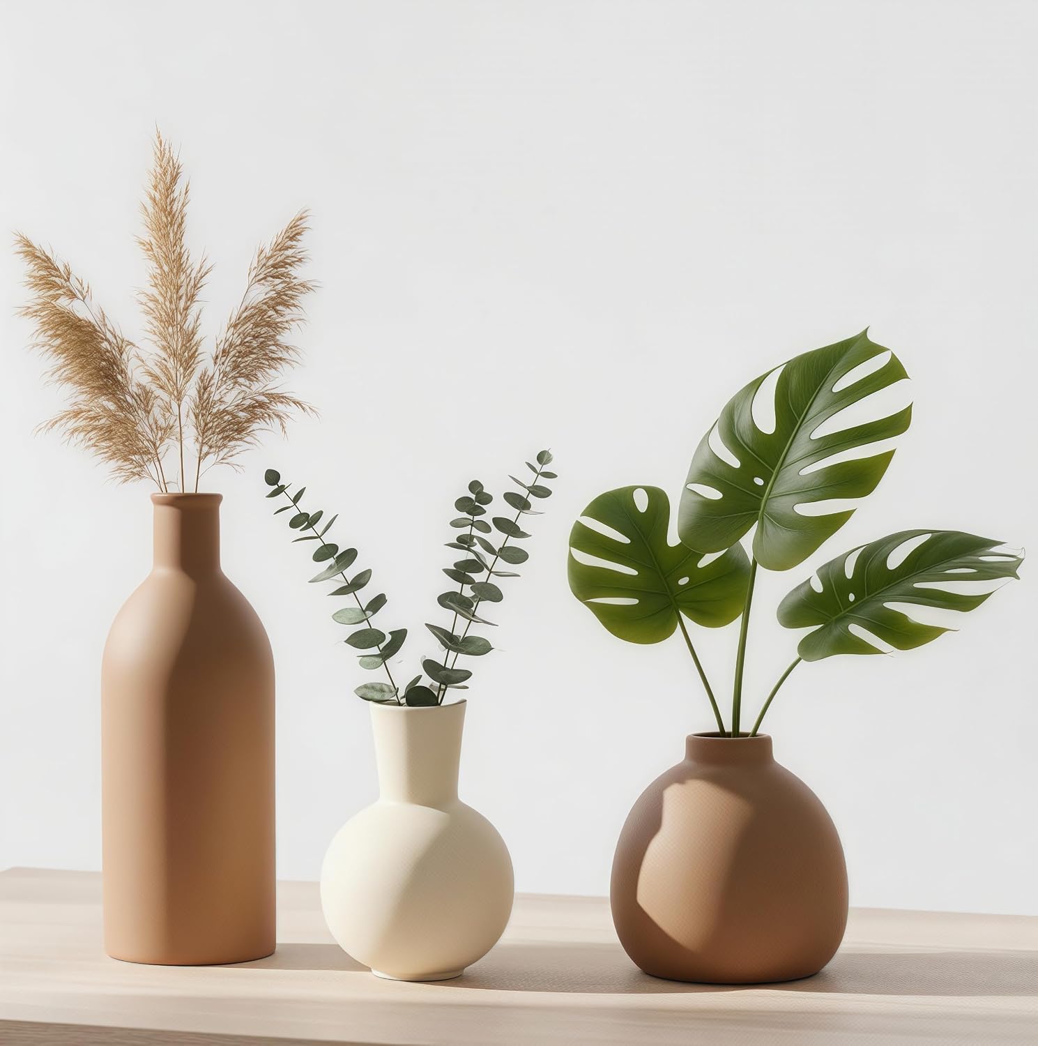 Ceramic Vase Set of 3, Modern Minim...