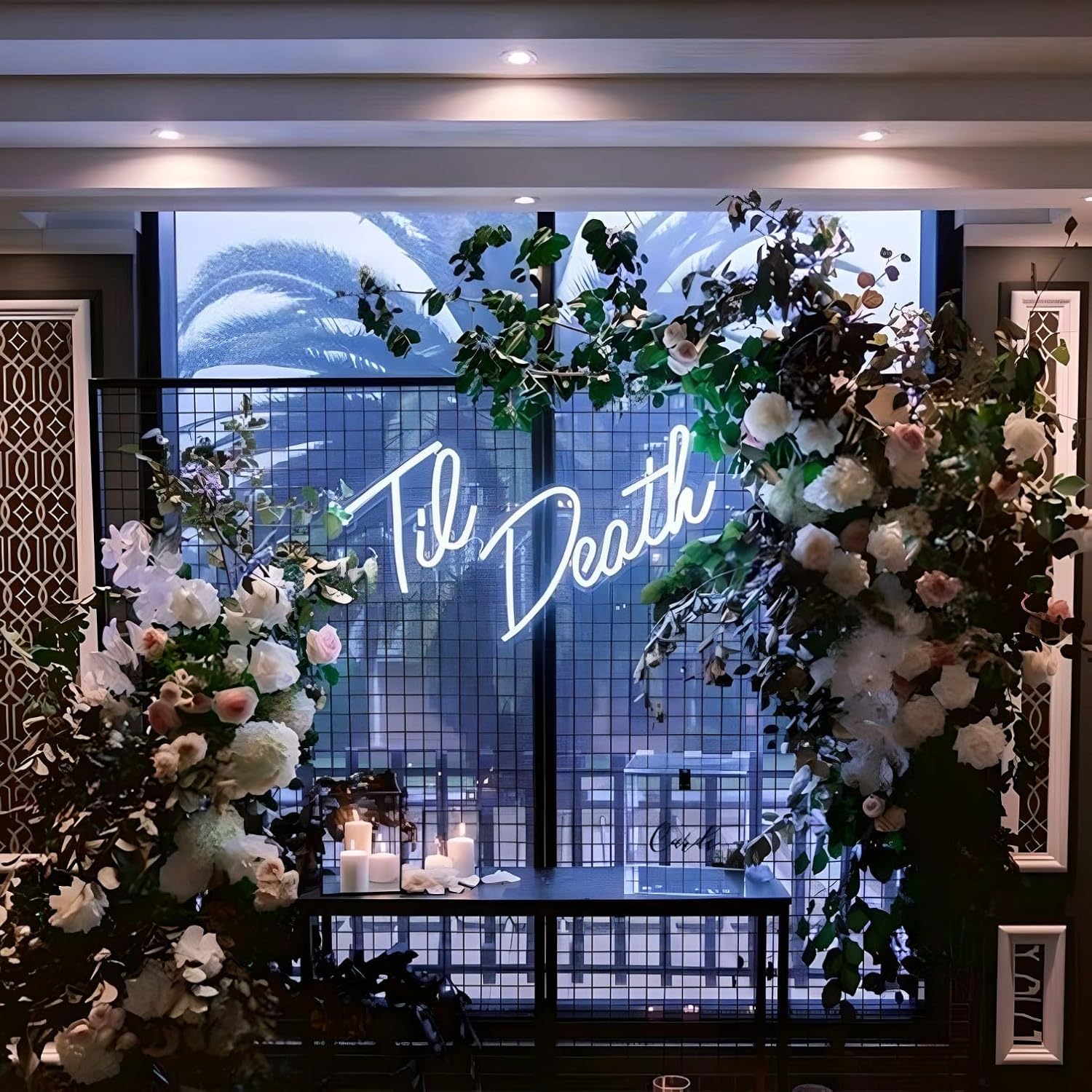 TIL Death Neon Sign - LED Neon Signs Wedding White Neon Light Signs for Home Beer Bar Pub Recreation Room Game Room Windows Garage Wall Restaurant Sign,Size 20 x 11 in (50 x 27 cm)(Til Death(white)) - Image 3