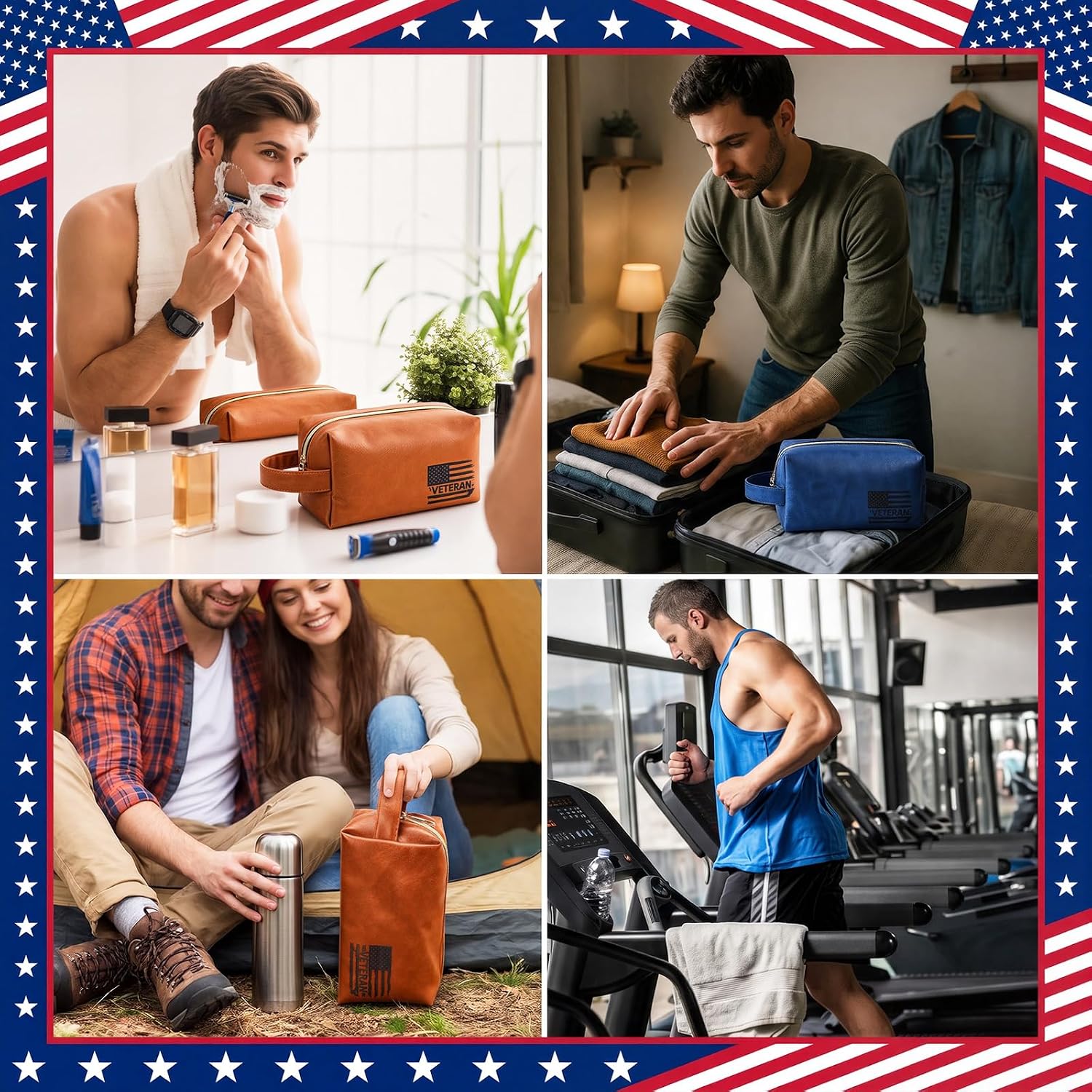 10 Pack Veterans Day Leather Toiletry Bags Travel Gift for Men - Image 7