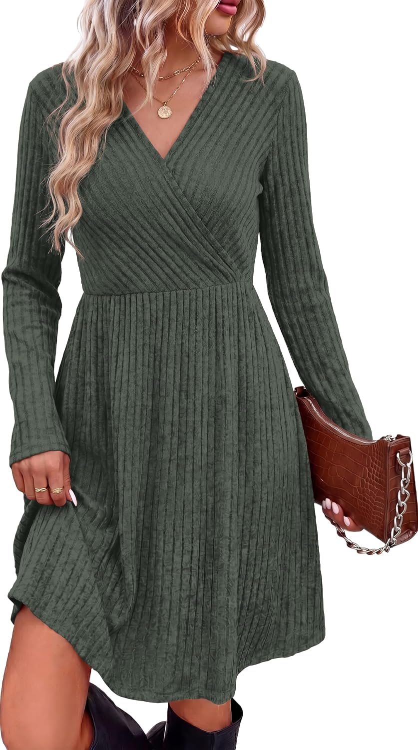 WIHOLL Sweater Dress Long Sleeve Dr...