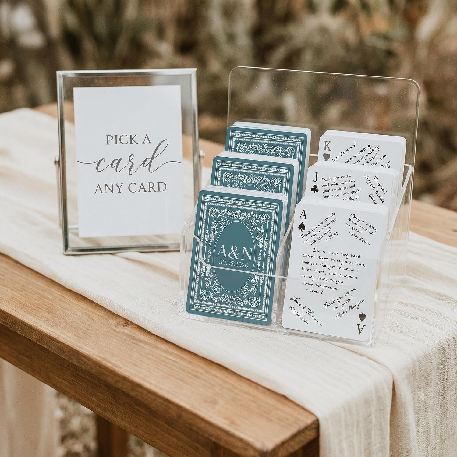 Personalized Playing Cards with Name Initials Date - Custom Wedding Guest Book Playing Cards Deck - Customized Wedding Party Favors - Wedding Guestbook Alternative for Young Couple - Image 3