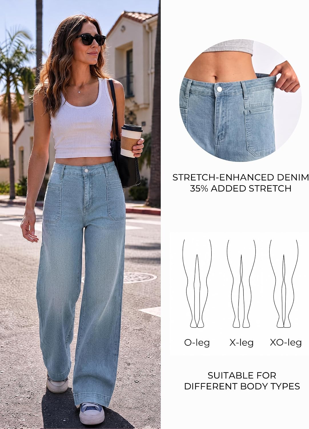EMMIOL Women's Wide Leg Jeans Baggy Jeans High Waist Stretch Boyfriend Denim Pants Vintage Trousers with Pocket - Image 6