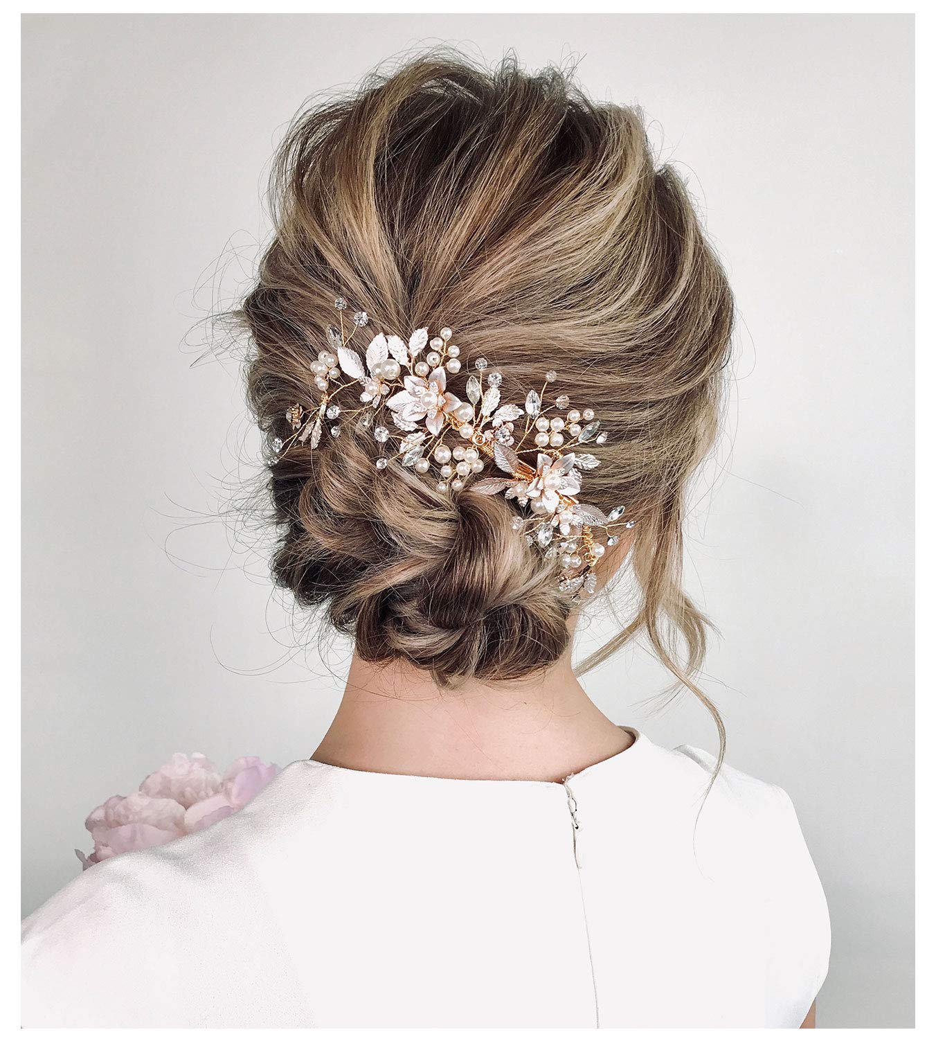 SWEETV Gold Wedding Hair Clip Comb ...