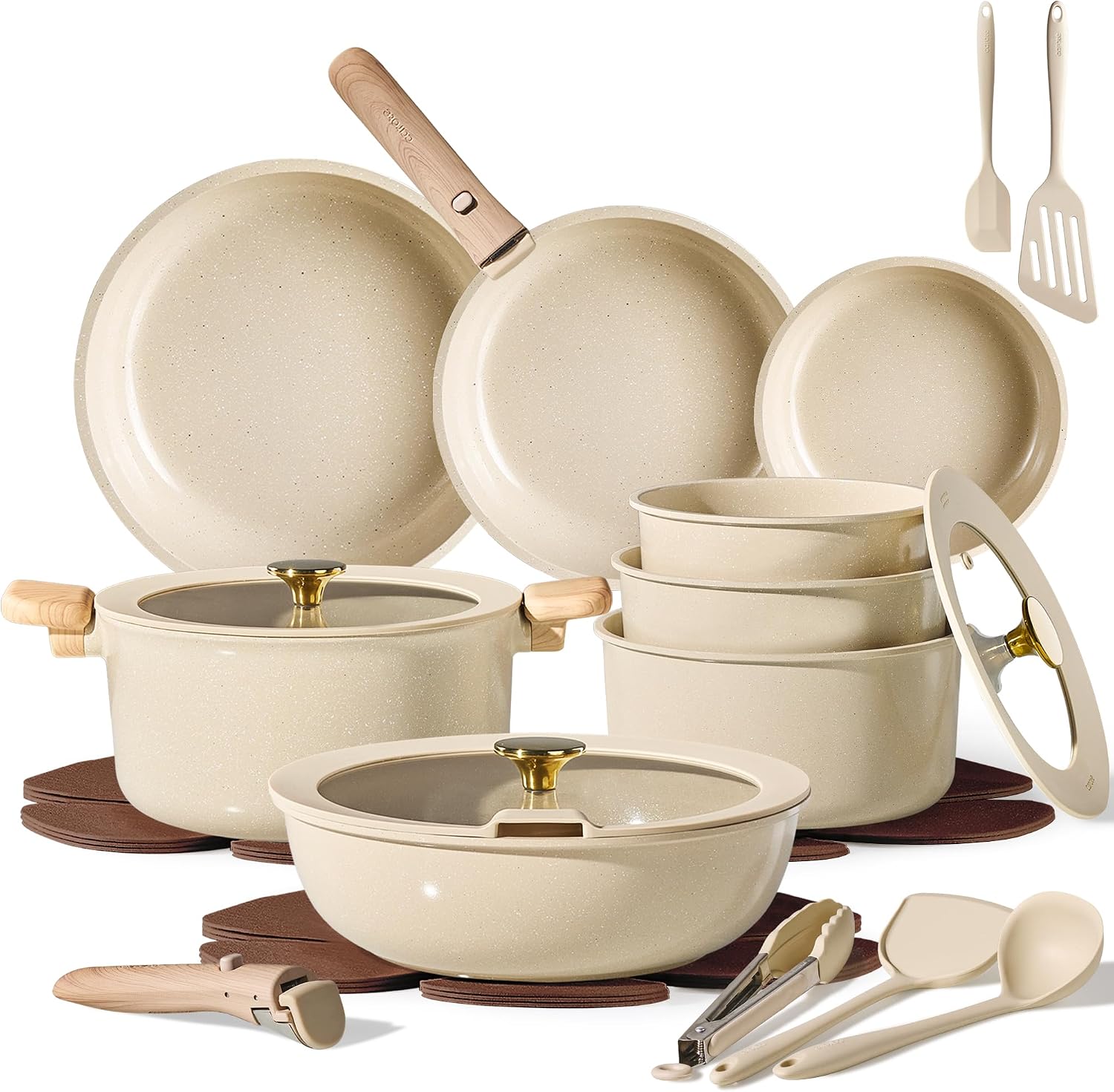 CAROTE 25pcs Ceramic Cookware Set, ...