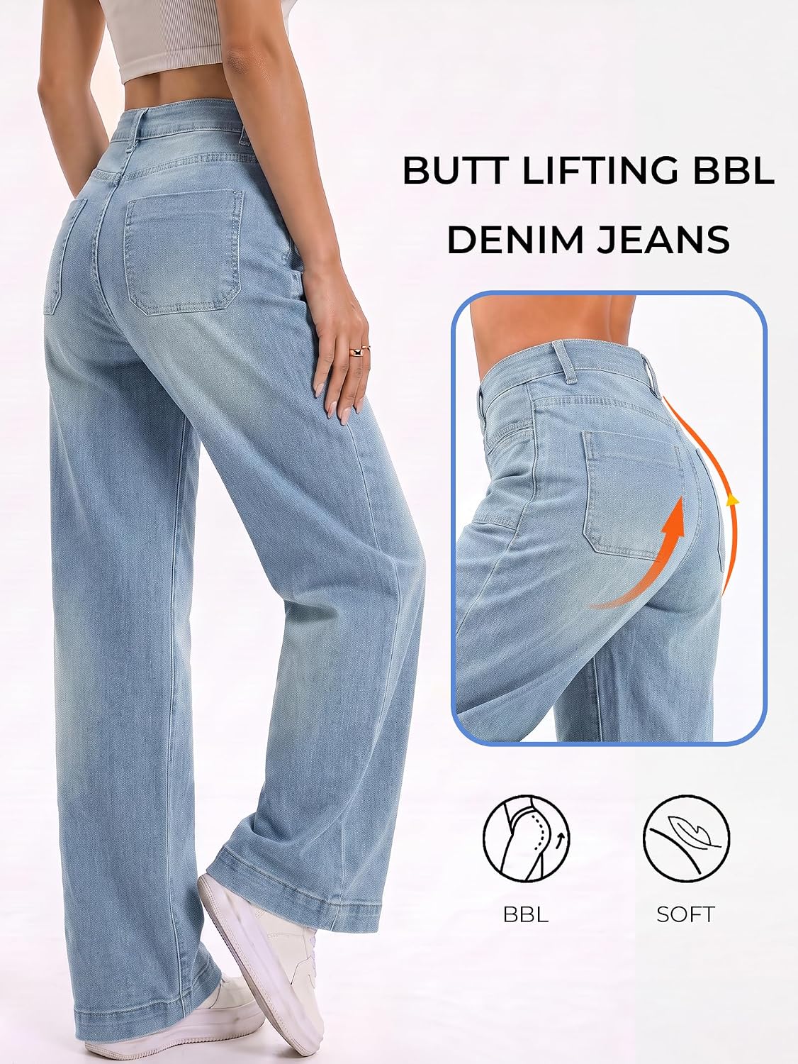 EMMIOL Women's Wide Leg Jeans Baggy Jeans High Waist Stretch Boyfriend Denim Pants Vintage Trousers with Pocket - Image 5