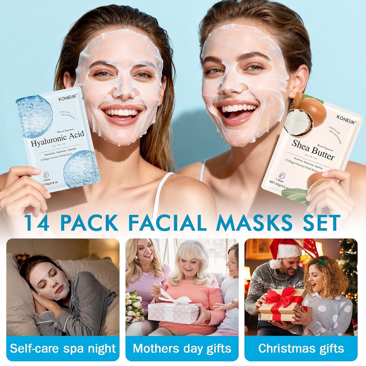 KONEUK 14 Pack Sheet Face Masks Skincare, Hydrating Face Masks for Dry Skin - Image 7
