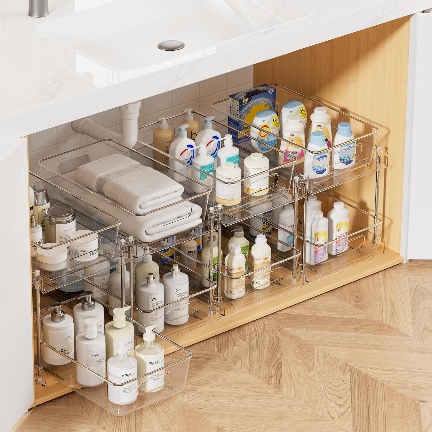 Vtopmart 4 Pack Pull Out Bathroom Under Sink Organizer (S-Standard)