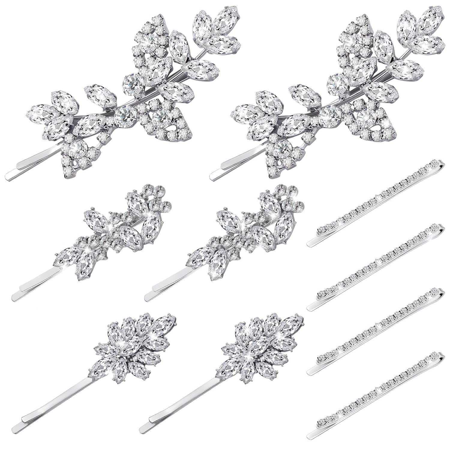Janinka 10 Pcs Rhinestone Hair Clips Wedding Accessories, Rhinestone Style
