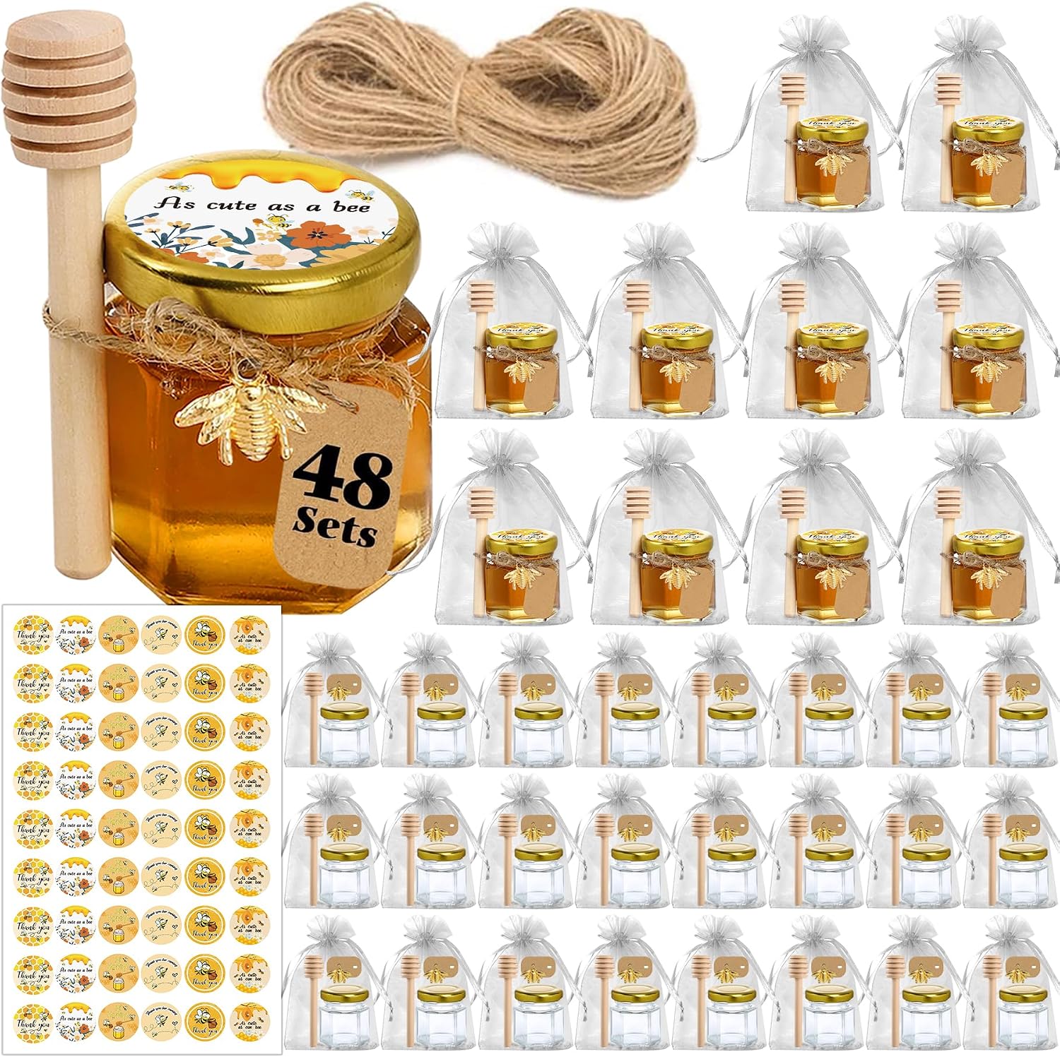 Aliggbent 48 Pack Mini Honey Jars P...