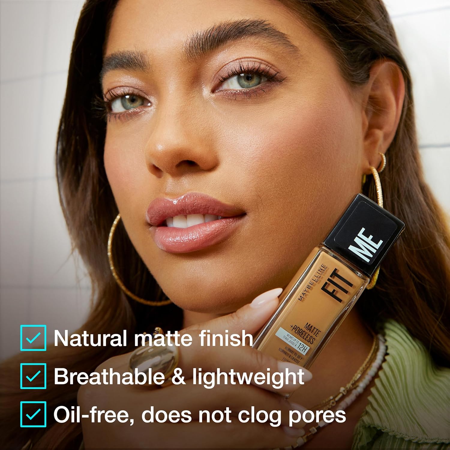 Maybelline Fit Me Matte + Poreless Liquid Oil-Free Foundation Makeup, Natural Beige, 1 Count (Packaging May Vary) - Image 5