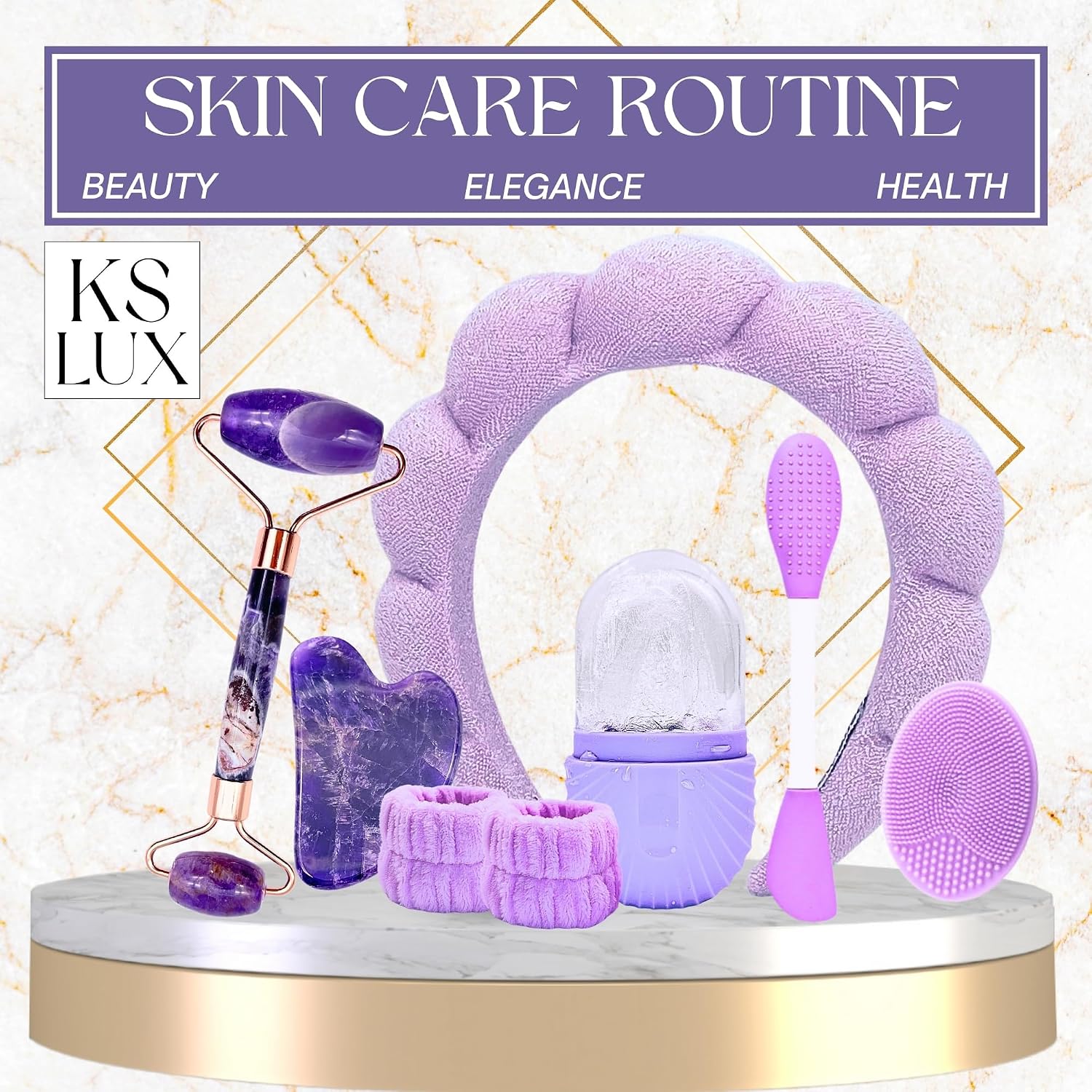 Skincare tools set, facial accessories for skincare, teen skin care kit with jade roller and gua sha set, self care tools, clean girl aesthetic gifts, face kits with gua sha and ice roller - Image 2