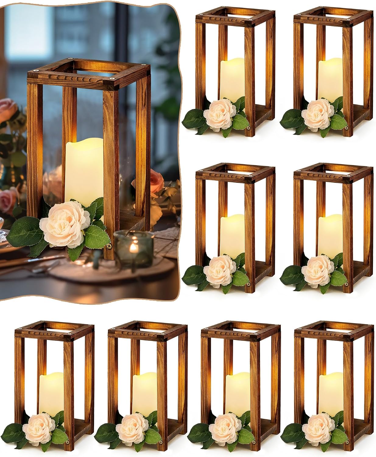 Huquary 16Pcs Wooden Wedding Lanter...