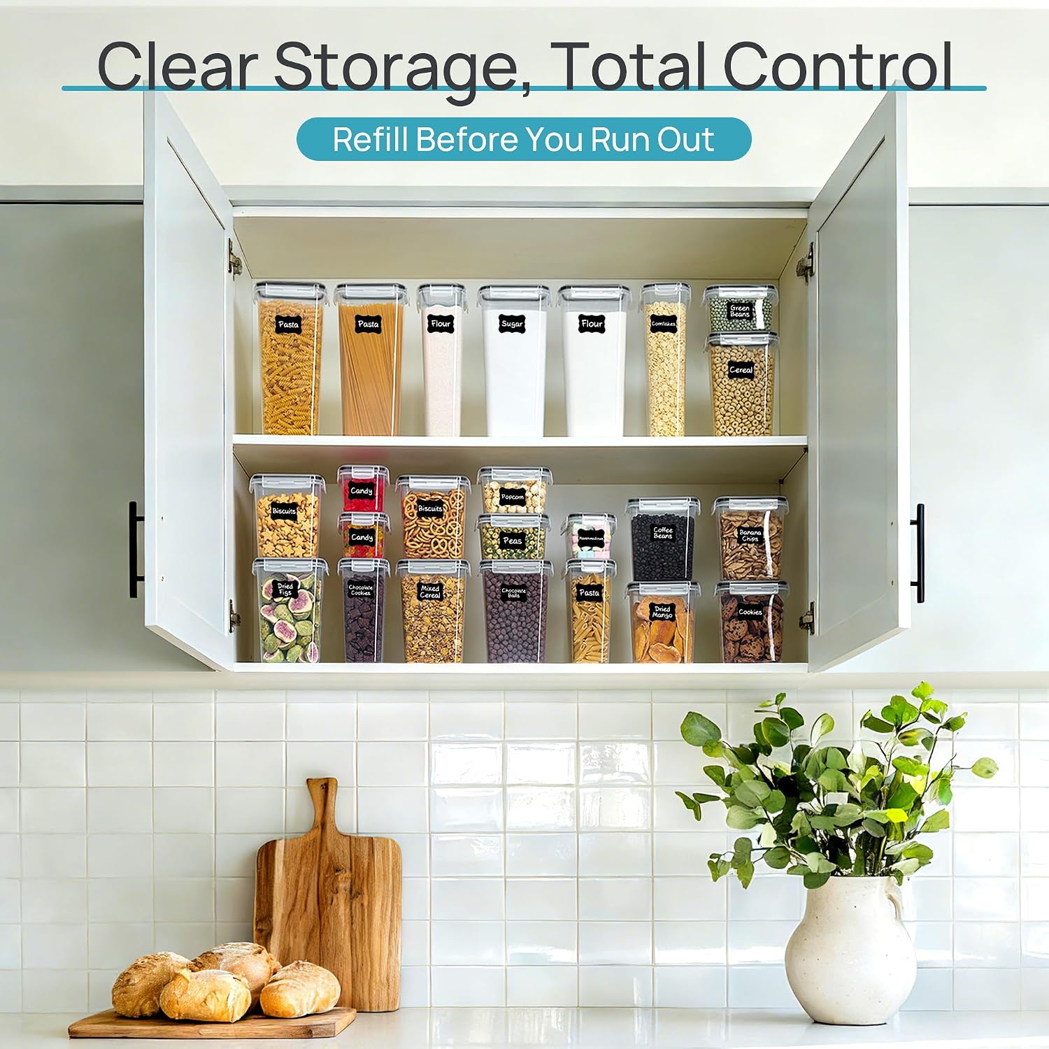 Vtopmart Airtight Food Storage Containers with Lids, 24 pcs, Black - Image 7