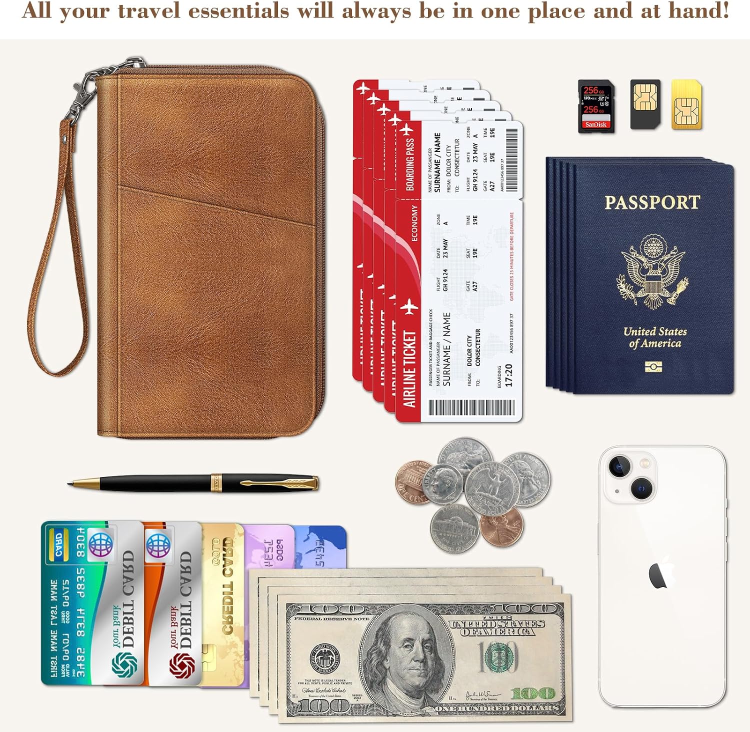 FINTIE Family Passport Holder Wallet Travel Document Organizer Clutch Bag - Image 3
