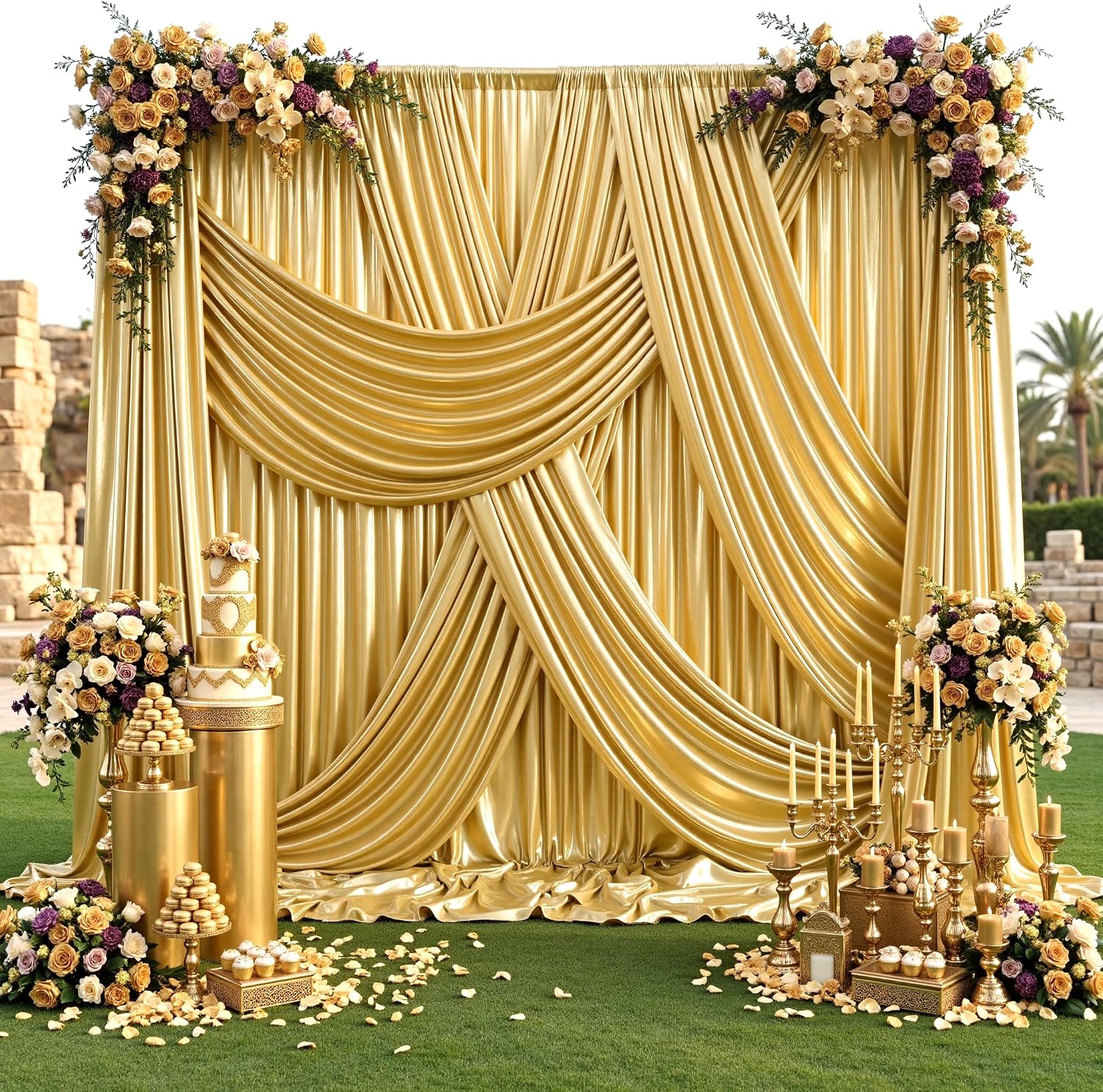 10x12FT Gold Sequin Curtains Backdr...