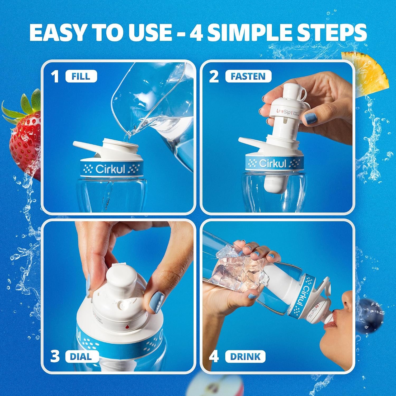 Cirkul 22oz Clear Plastic Water Bottle with Two No Sugar, 0 Cal Cartridges - Image 4