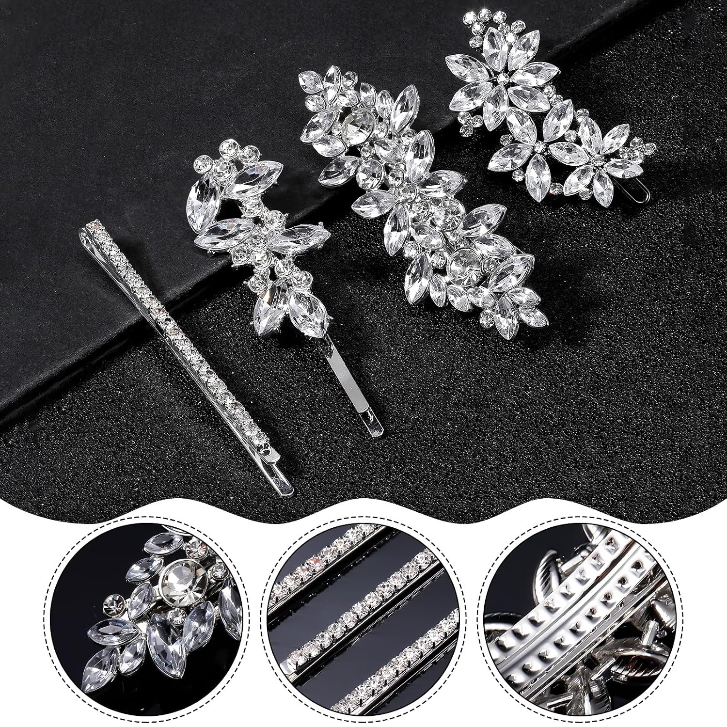 Janinka 10 Pcs Rhinestone Hair Clips Wedding Accessories, Leave Style - Image 2