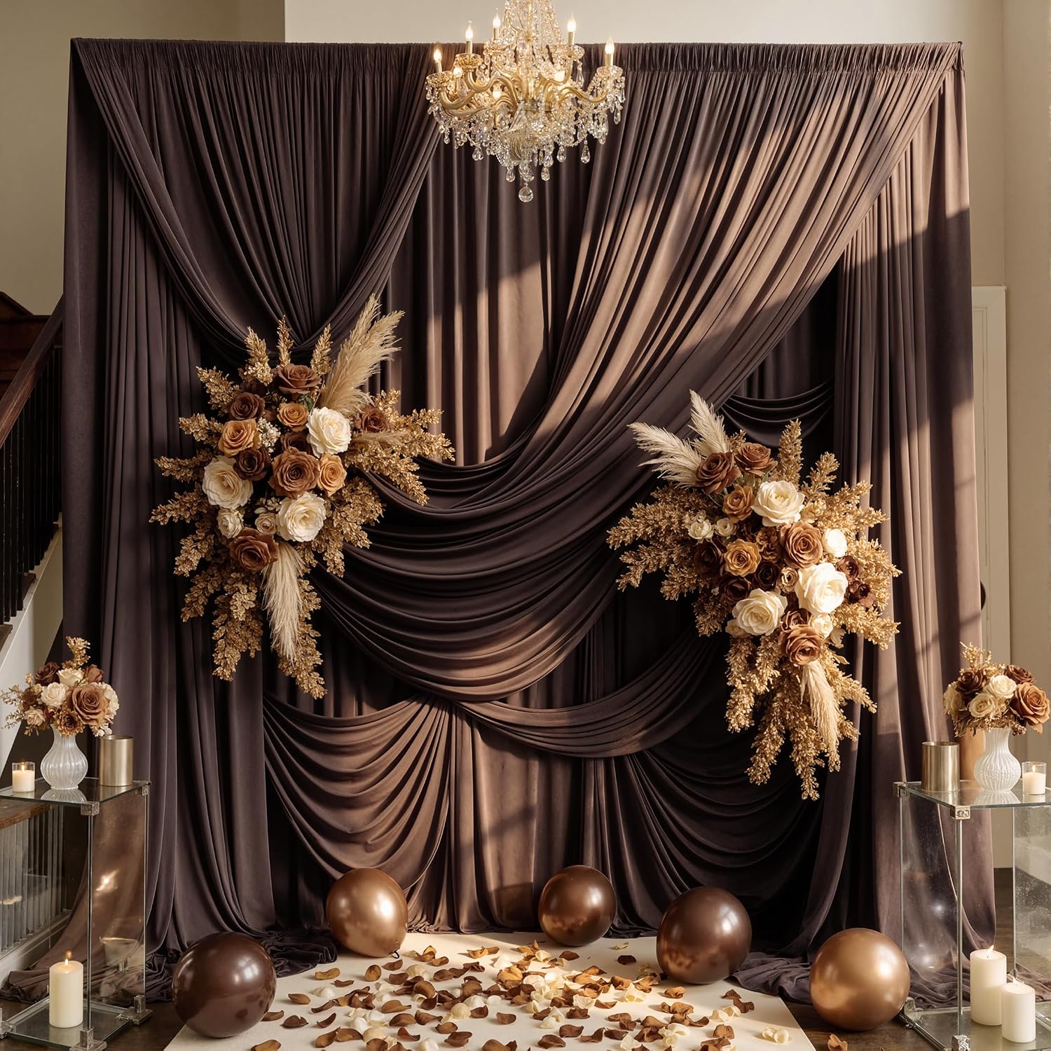 10ft×15ft Brown Backdrop Curtain f...