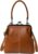 Vintage Handle Bag for Women – Kiss-lock Top, Retro PU Leather Handbag,