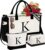 YOOLIFE Gifts for Women – 3 Pcs Initial Canvas Tote Bag & Makeup Bags