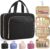 HOTOR Hanging Travel Toiletry Bag Women Men, Black, Medium