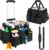Large Rolling Cleaning Caddy Bag with Detachable Trolley,Cleaning Cart on Wheels with Shoulder Strap,Cleaning Supplies Organizer for Housekeepers,Black