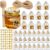 Aliggbent 48 Pack Mini Honey Jars Party Favors in Bulk, 1.5 oz Small Hexagon Glass Honey Jars with Dippers, Lids, Cute Stickers, Bee Charms, Gift Bags and Jute for Baby Showers, Weddings & Birthdays
