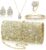 Canchiing 5 Pcs Rhinestone Jewelry Set Clutch Purse for Women